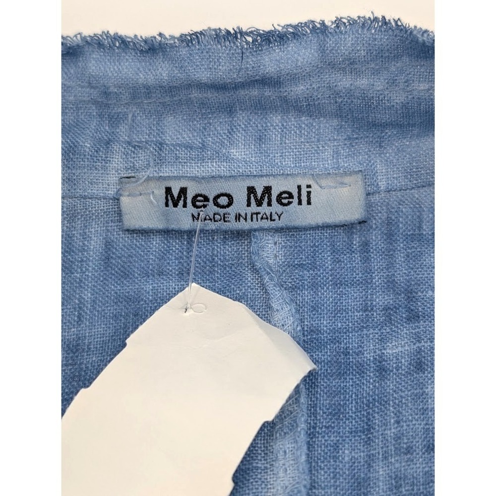 MEO MELI 100% Linen Jacket Blazer Womens S/M Blue Coastal Minimalist Lagenlook - Picture 3 of 16